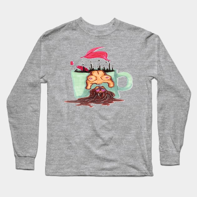 caffeine Long Sleeve T-Shirt by nannonthehermit